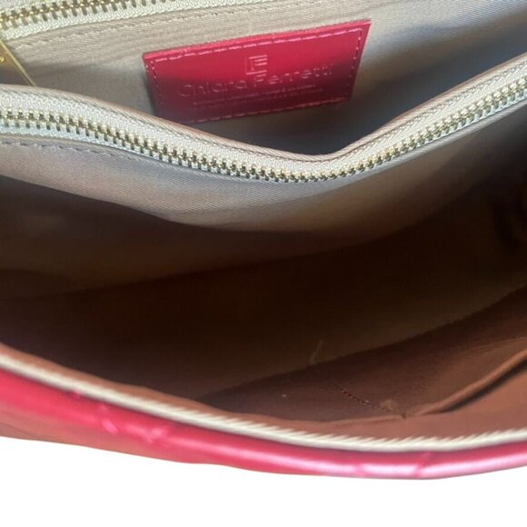 Chiara Ferretti Quilted Red Leather Handbag With Gold Chain Strap Classic Italy - Picture 7 of 8